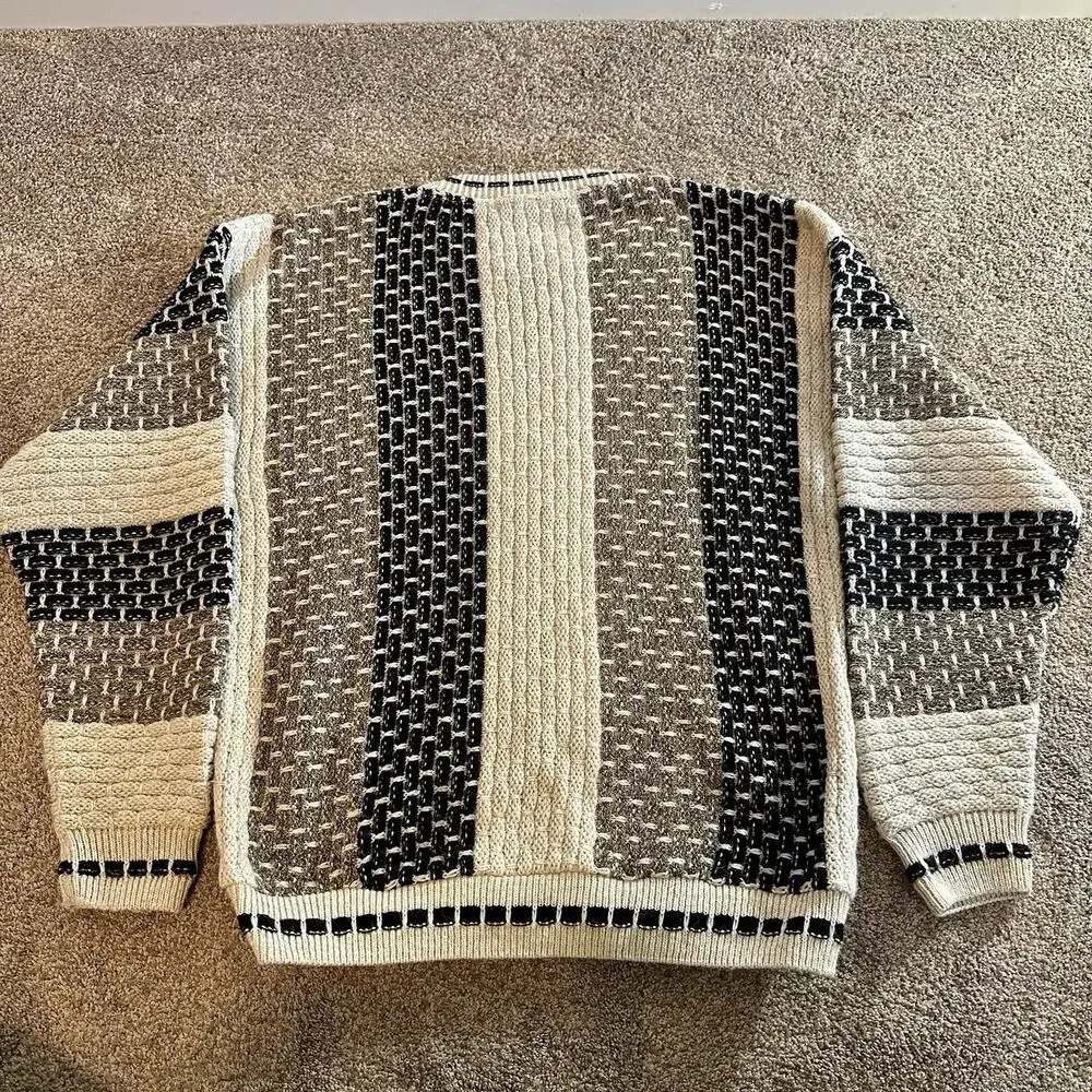 Protege Collection Geometric Chunky Sweater Mens L Alpaca Wool Blend USA Made